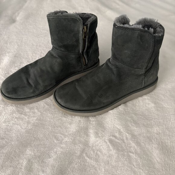 UGG Abree Women Mini Ankle Gray Suede Boots, Size 8 US - Picture 1 of 9